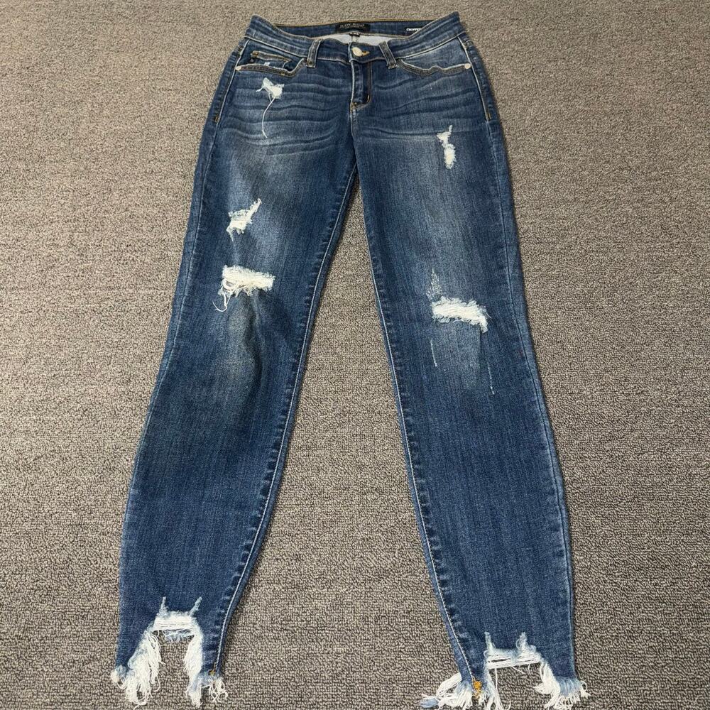 Judy Blue Cropped Fit Skinny Jeans Women's Size 3/26 Distressed Boho Casual